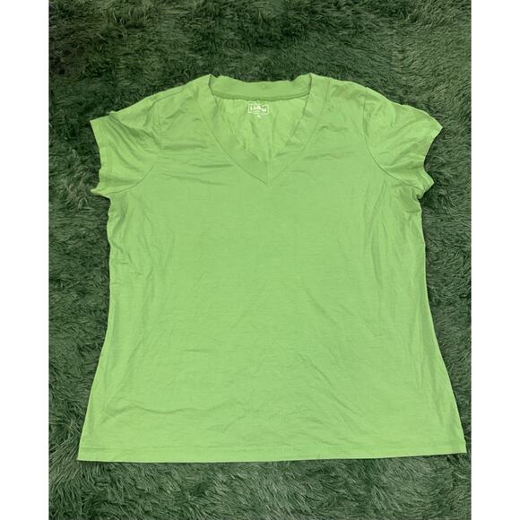 L.L. Bean Tops - L.L. Bean Shirt Women Size XL Green Short Sleeve V Neck Casual Pullover Top